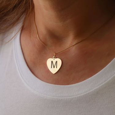 Gold Personalized Initial Heart Necklace